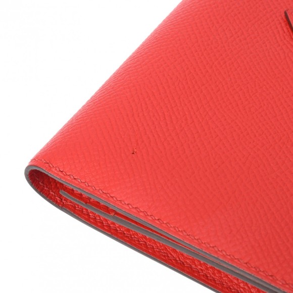 HERMES Bearn Souffl Rouge Tomato D around Vaux Epson Long Wallet - Picture 4 of 12